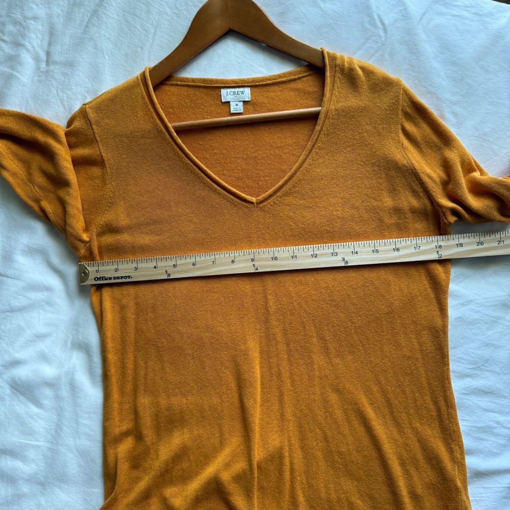 J.Crew Womens Mustard Yellow Linen Viscose V-Neck Sweater Small Quiet Luxury - Picture 5 of 7